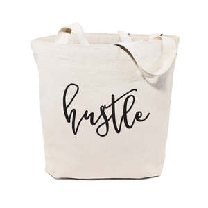 กระเป๋าผ้าแคนวาสแบบรีไซเคิล Hustle Daily Gift ขนาดกลาง เป็นมิตรกับสิ่งแวดล้อม ใช้ซ้ำได้ พิมพ์ลายด้วยความร้อน ตัวอักษรแบบสกรีน ผลิตจาก PP - Product Image 1