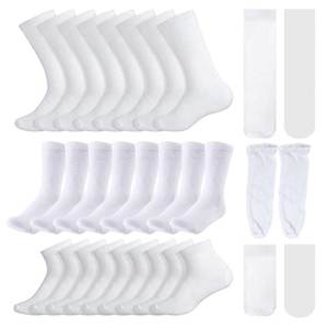 Lot de 20 chaussettes longues respirantes en coton pur pour hommes, couleur unie, décontractées, pour le bureau, les affaires, taille plus avec logo en bas - Product Image 4