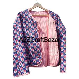 Vente en gros de vestes matelassées réversibles pour femmes en coton 100% pur avec imprimé floral pour l'automne et l'hiver pour femmes - Product Image 5