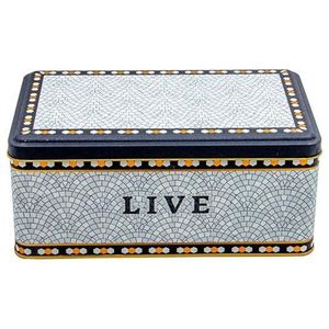 3.1L Rectangular Metal <b>Storage</b> Tin <b>Box</b> 140x240x100 mm Geometric Mosaic Pattern <b>Decorative</b> <b>Storage</b> <b>Box</b> - Product Image 2