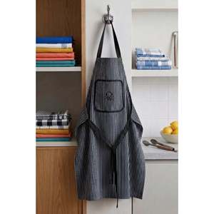 Be-28473-Bk Tablier de cuisine rayé 100% coton 75*85 cm rayé noir - NOIR - Product Image 1