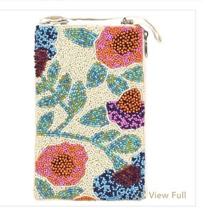 Bolso de mano multicolor con cuentas, forro de lona satinada, estilo bohemio de lujo, diseño geométrico vintage, cierre de cremallera, con cuentas, para mujer - Product Image 3