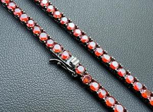 925 เงินสเตอร์ลิงทับทิมสีแดงรอบสร้อยคอเทนนิสสร้อยคออัญมณีที่ใช้สําหรับเครื่องประดับอัญมณีจี้อื่นๆ - Product Image 3