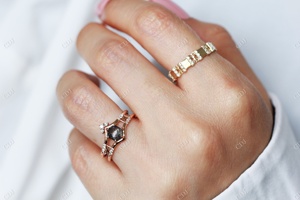 Certifié 14K & 18K Or Bijoux Fantaisie Ronde Moissanite Bande de Fiançailles En Gros Bande De Mariage pour les Femmes - Product Image 3
