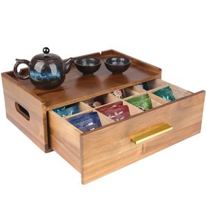 Caja Organizadora de Té de Madera Natural, Buen Acabado, Ofertas al por Mayor - Product Image 1