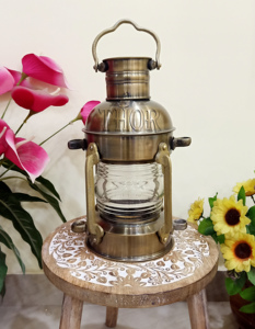 Vintage Antique Anchor Candle <b>Lantern</b> <b>White</b> Glass Maritime Ship Boat Light Handmade Eco-friendly Religious Easter Home Decor - Product Image 2