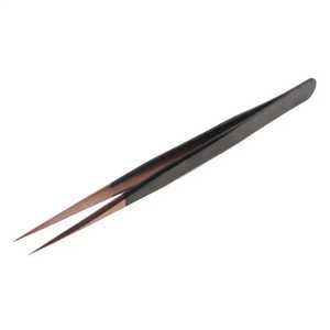 Pinzas de extensión de pestañas de acero inoxidable de oro negro, pestañas rectas puntiagudas, herramienta de maquillaje de belleza, puntas de fibra, antiestático alto - Product Image 4