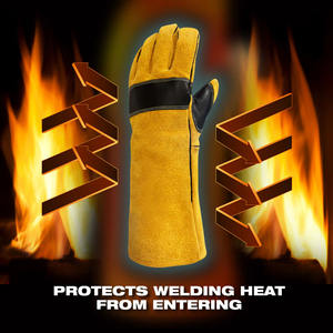 Guantes de soldadura de cuero dividido de piel de vaca reforzada Guantes resistentes a la abrasión de protección de manos de seguridad industrial de calidad superior - Product Image 3