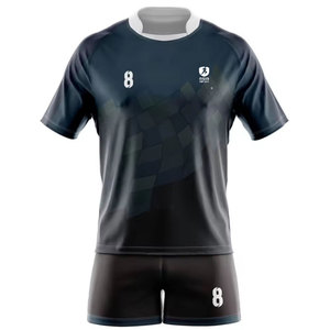Conjunto de uniforme de rugby para hombre, tela elástica, ajuste cómodo, secado rápido, camiseta de manga corta y pantalones cortos para partidos de equipos de club - Product Image 1
