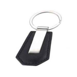 โลโก้ที่กำหนดเองพวงกุญแจหนังแท้สแตนเลสสีดำทนทานพิมพ์ดิจิตอล - Product Image 1