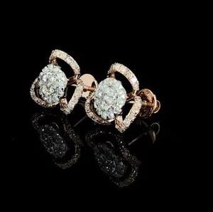 Bijoux fins de qualité supérieure boucle d'oreille en or rose ethnique brillant conception de fleurs en or 14 carats diamant naturel SI3 I1 clarté cadeaux anniversaire - Product Image 3