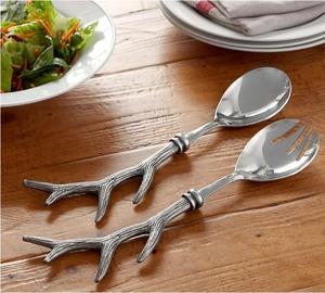 ชุดช้อนส้อมโลหะ,ชุดเซิร์ฟเวอร์สลัดสเตนเลสสตีลใหม่ล่าสุดสำหรับโลหะ Flatware ดูใหม่ - Product Image 2