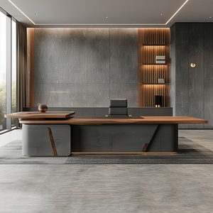 Bureau de direction moderne, grand bureau de PDG, bureau de direction contemporain, design luxueux avec des lignes épurées pour le bureau - Product Image 5