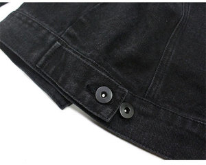 Veste en jean unisexe noire à motif uni, manches longues, boutonnée sur le devant, avec poches poitrine, hiver, 100% coton, pour le quotidien et le travail - Product Image 5