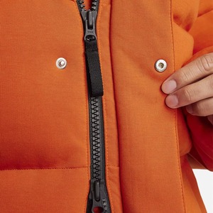 OEM diario Unisex invierno Puffer chaqueta 100% poliéster burbuja con capucha cuello alto logotipo personalizado frente impermeable tela de lona calentada - Product Image 3