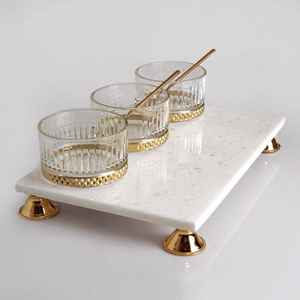 Exquis plateau de service en marbre écologique plateau de charcuterie à 3 niveaux fabricant fournisseur garanti bas prix indien - Product Image 4