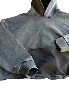 Hoodie unisexe personnalisé épais, coupe oversize, délavé à l'acide, effet vieilli vintage, en molleton bouclette, style streetwear, effet soleil délavé, déchiré et court - Product Image 5