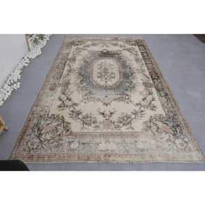 พรมขนสัตว์สีชมพูสีเบจแบบดั้งเดิมแนววินเทจขนาด5.3 x 9.1ft สี่เหลี่ยมโถงทางเดินสำหรับยางโพลีเอสเตอร์สำหรับวัยรุ่น - Product Image 1