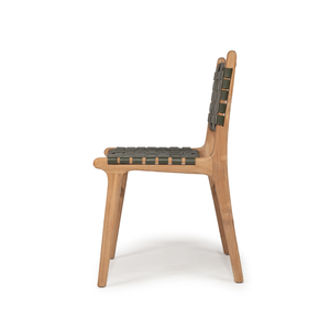 Solid <b>Wood</b> <b>Garden</b> <b>Chair</b> Woven Seat Dining Side <b>Chair</b> Natural Color Outdoor Furniture Minimalist Design Patio - Product Image 2