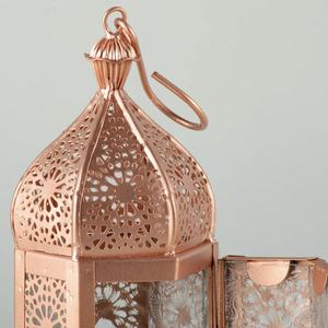 Marroquí oro rosa Metal hecho a mano moderno portavelas linterna hogar jardín Navidad bodas directo de fábrica - Product Image 3