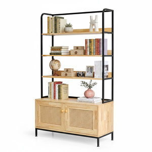 Étagère décorative en bois de caoutchouc au design scandinave avec compartiments (100x40x172cm) - Product Image 1