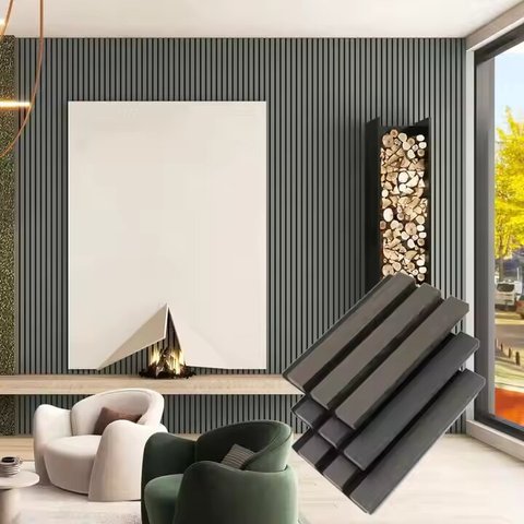 Modern Wooden Design Acoustic Panels Anti-Sound Absorption Wood Slatpanel Made of Polyester Fiber Wall Panel
