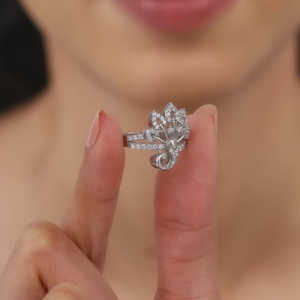 Elegant Fashionable Silver Peacock on Throne Cluster <b>Ring</b> 925 Sterling Silver Women Jewelry Trendy Peacock <b>Statement</b> Band <b>Ring</b> - Product Image 2