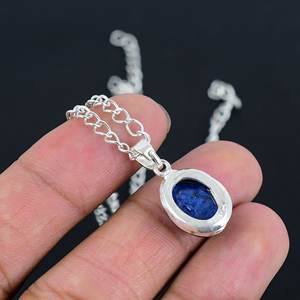 Collier pendentif en lapis-lazuli naturel très vendu, argent sterling 925, ovale 8x10 mm, fait à la main, bijoux minimalistes délicats, cadeau pour femme - Product Image 4