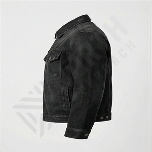 Veste en jean vintage marron pour homme, style décontracté, fermeture éclair, vêtement d'extérieur robuste, style streetwear, style de travail, coupe classique ajustée, haut - Product Image 3