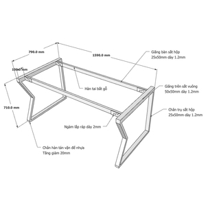 Minimalist Metal Furniture Legs for Dining and Kitchen 1600x800mm Steel Table Legs HCMC008 Assembly - Product Image 2