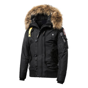 Personalizado Deportes Hombres Deportes al aire libre Chaquetas Grueso Cálido Impermeable Outwear Cremallera Parkas Chaqueta Invierno Cuello de piel Chaquetas con capucha - Product Image 1