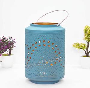 Fancy Hot <b>Blue</b> Fancy Powder Coated Home Decor Lantern New Style Lanterns Classic Look <b>Candle</b> Lantern Indoor <b>Candle</b> Vessel Small - Product Image 2