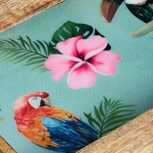 Bandeja DE SERVICIO DE MADERA rectangular moderna elegante y decorativa con estampado de loro único esmaltado superventas - Product Image 5