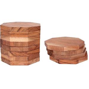 Sous-verre en bois brûlé de haute qualité, vaisselle en bois personnalisée gratuite, tapis et coussinets, dessous de verre en bois foncé noyer - Product Image 2