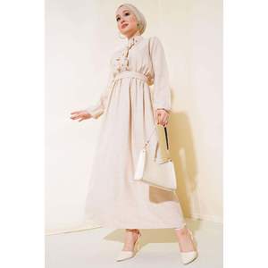 ชุดผ้าลินินด้านหน้ามีระบายสีเบจ - Product Image 3