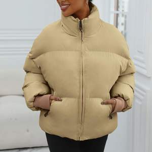 Stylish <b>Women's</b> <b>Long</b> Sleeve <b>Leather</b> Bomber <b>Jacket</b> with Zipper Breathable Fashionable for Spring Autumn Featuring Loose Pocket - Product Image 1