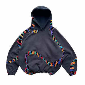 Kafany Garment 100% algodón French Terry Hoodie 420gsm Heavyweight Color Block & Bordado Recortado Estilo Vintage - Product Image 5