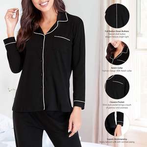 Set da donna pigiama morbido in due pezzi Comfort classico con elastico in vita e chiusura con coulisse Logo personalizzabile per Use-LY888_1 casa - Product Image 1