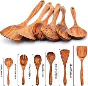 ชุดอุปกรณ์ไม้อาเคเซียทำด้วยมือ6ชิ้นที่ไม่เหมือนใครสำหรับสลัดเซิฟเวอร์รวมคีทเทนวอร์ไม้2ชิ้น - Product Image 6