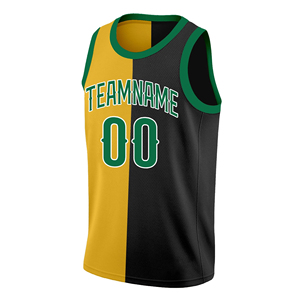 Maillot de basket-ball personnalisé noir jaune-vert à découpes, modèle 2025, qualité thaïlandaise pour homme - Product Image 6