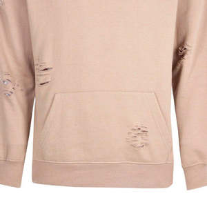 Nuevo diseño de moda Sudadera con capucha de manga larga para hombres High Street Loose Fit Hombres Sudadera con capucha desgastada - Product Image 6