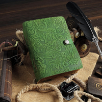 Carnet promotionnel artisanal en cuir à bords festonnés, design floral gaufré, 7x5, idéal pour les écritures créatives, cadeau