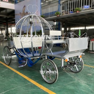 Conte de fées romantique mariage Royal Horse Carriage 4 roues électrique Cendrillon thème citrouille mariée entrée chariot pour 4-6 personnes - Product Image 5