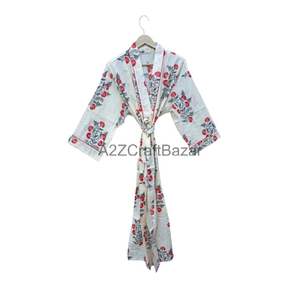 Bata de Baño Térmica de Algodón con Diseño de Aves y Flores, Talla Única, para Primavera, Verano, Otoño, Invierno, Traje de Baño y Camisón - Product Image 1