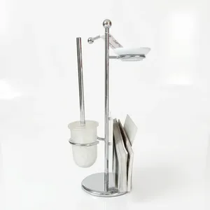 Porte-brosse de toilette avec colonne en acier chromé et tasse en verre dépoli, accessoire de salle de bain élégant et minimaliste fabriqué en Italie - Product Image 5