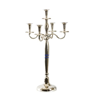 Candelabro de 5 Brazos Niquelado Hecho a Mano para Centro de Mesa de Boda, Candelabro Único para Decoración del Hogar, Portavelas de Alta Calidad - Product Image 1