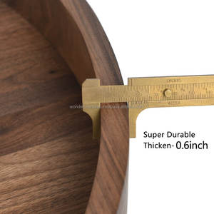 WONDER OVERSEAS Plateau de service rond fait à la main de 20x20 pouces en bois de noyer de première qualité - Product Image 5