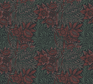 Made in Germany-Rouleaux de papier peint de luxe Fleurs Vert Rouge Noir Non Tissé Contract Wallpaper Floral-10,05x0,53 m - Product Image 5