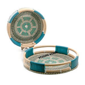 ถาดหวายทรงสี่เหลี่ยมผืนผ้าถาดเสิร์ฟแบบทำมือถาดหวายทรงสี่เหลี่ยมผืนผ้าสำหรับนักออกแบบงานทำมือ - Product Image 1