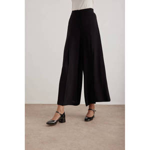 Women's <b>Pleated</b> Detail Trouser <b>Skirt</b>-<b>Black</b> - Product Image 4